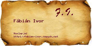 Fábián Ivor névjegykártya